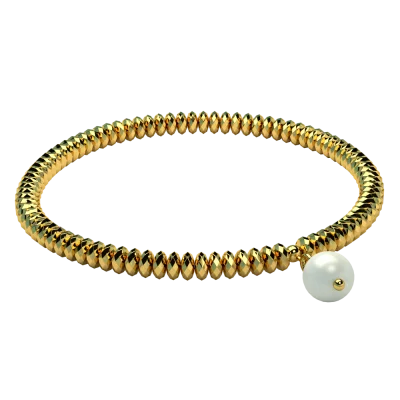 bransoletka elastyczna złota z perłą