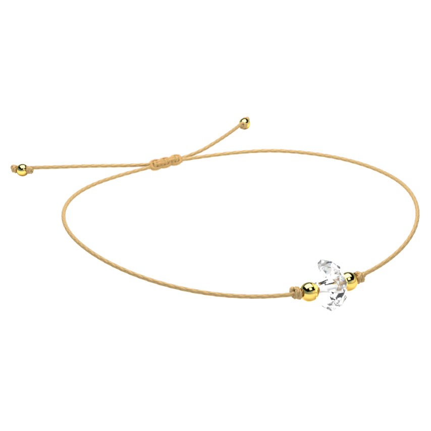 bransoletka minimalistyczna z kryształem górskim złota