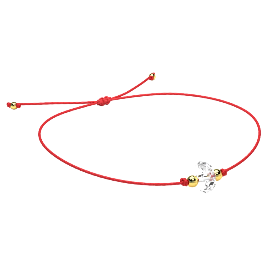 bransoletka minimalistyczna z kryształem górskim czerwona
