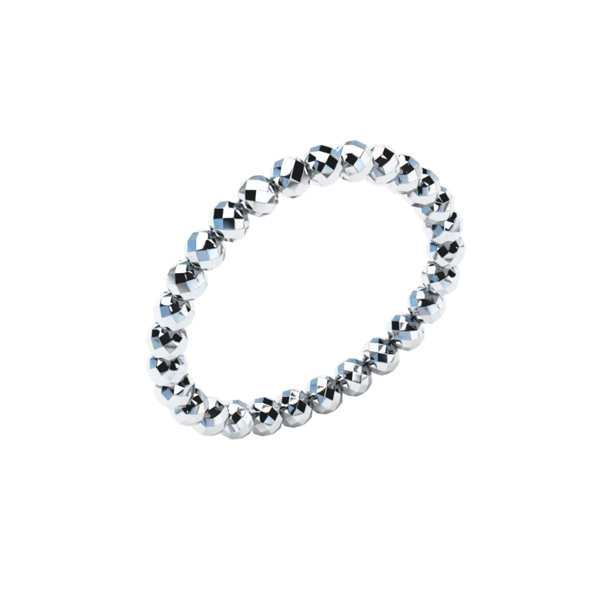 pierścionek elastyczny srebrny hematyt